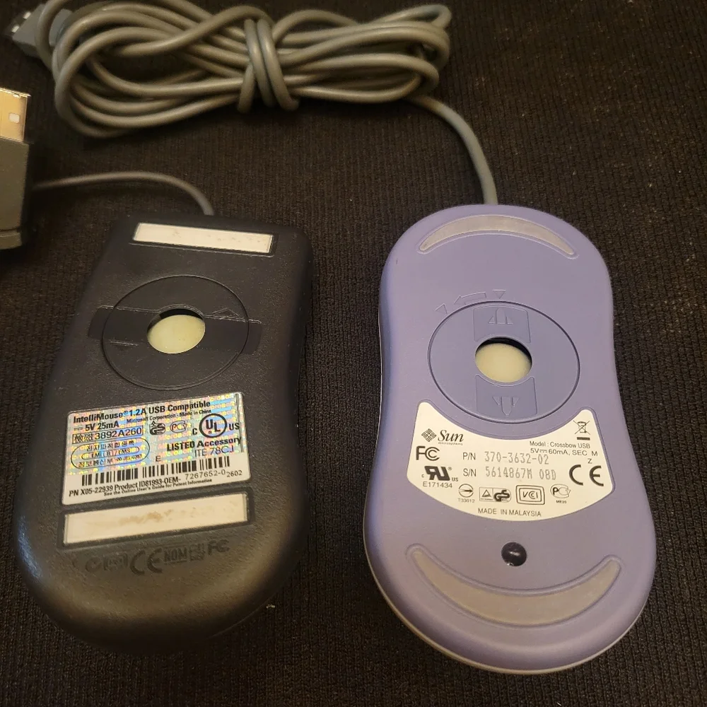 Sun Microsystems CrossbowUSB MOUSE & DELL IntelliMouse 1.2A USB MOUSE